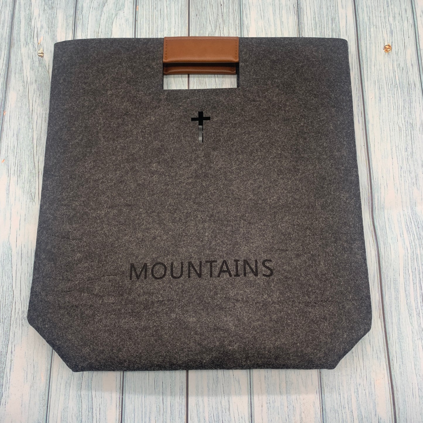 (BLACK) Bible Bag, Bible Carrying Case, Felt Bible Tote, Church Bag, Hollowed Cross