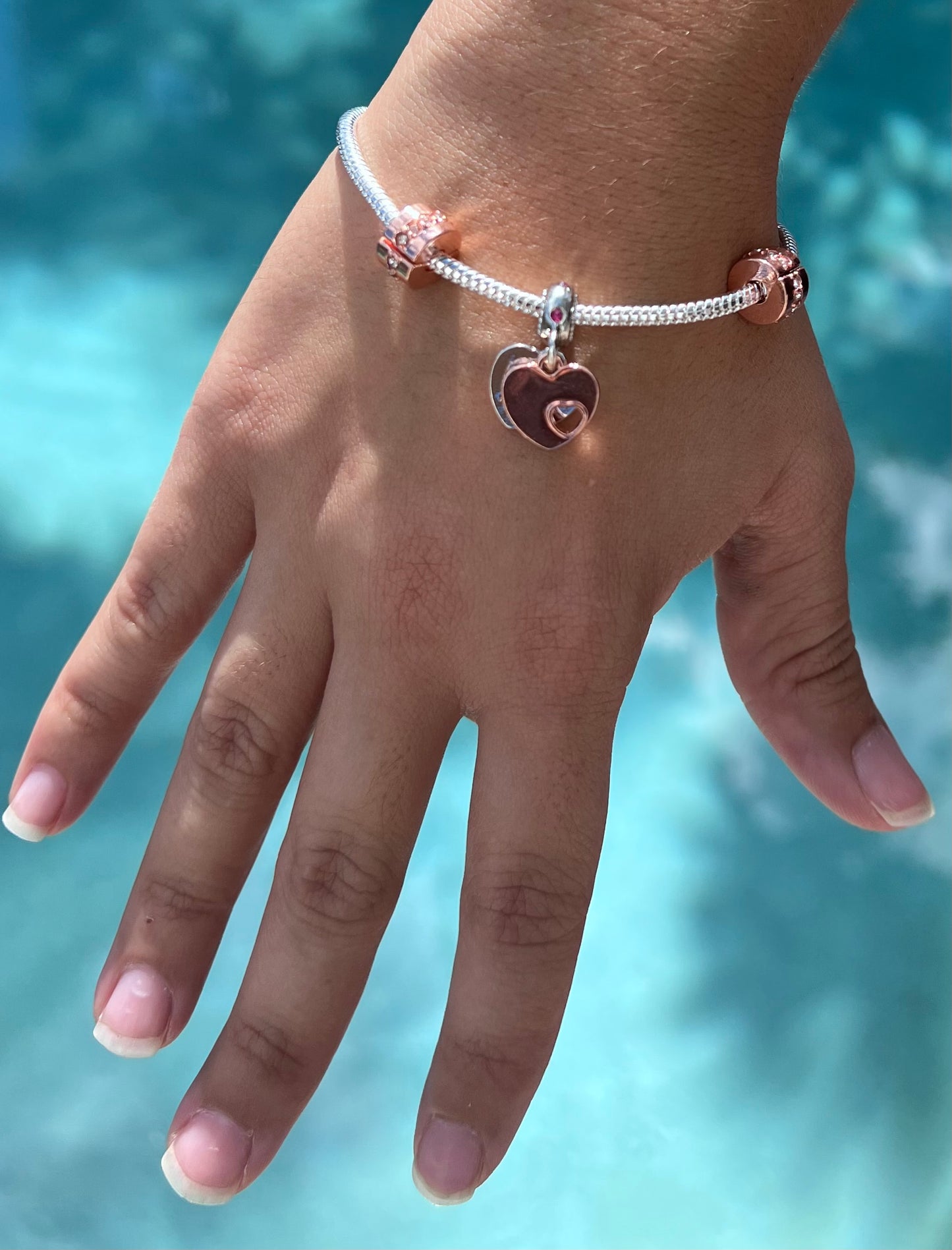 Rhinestone Pink & Purple Heart Charm Bracelet β Perfect Birthday Gift π