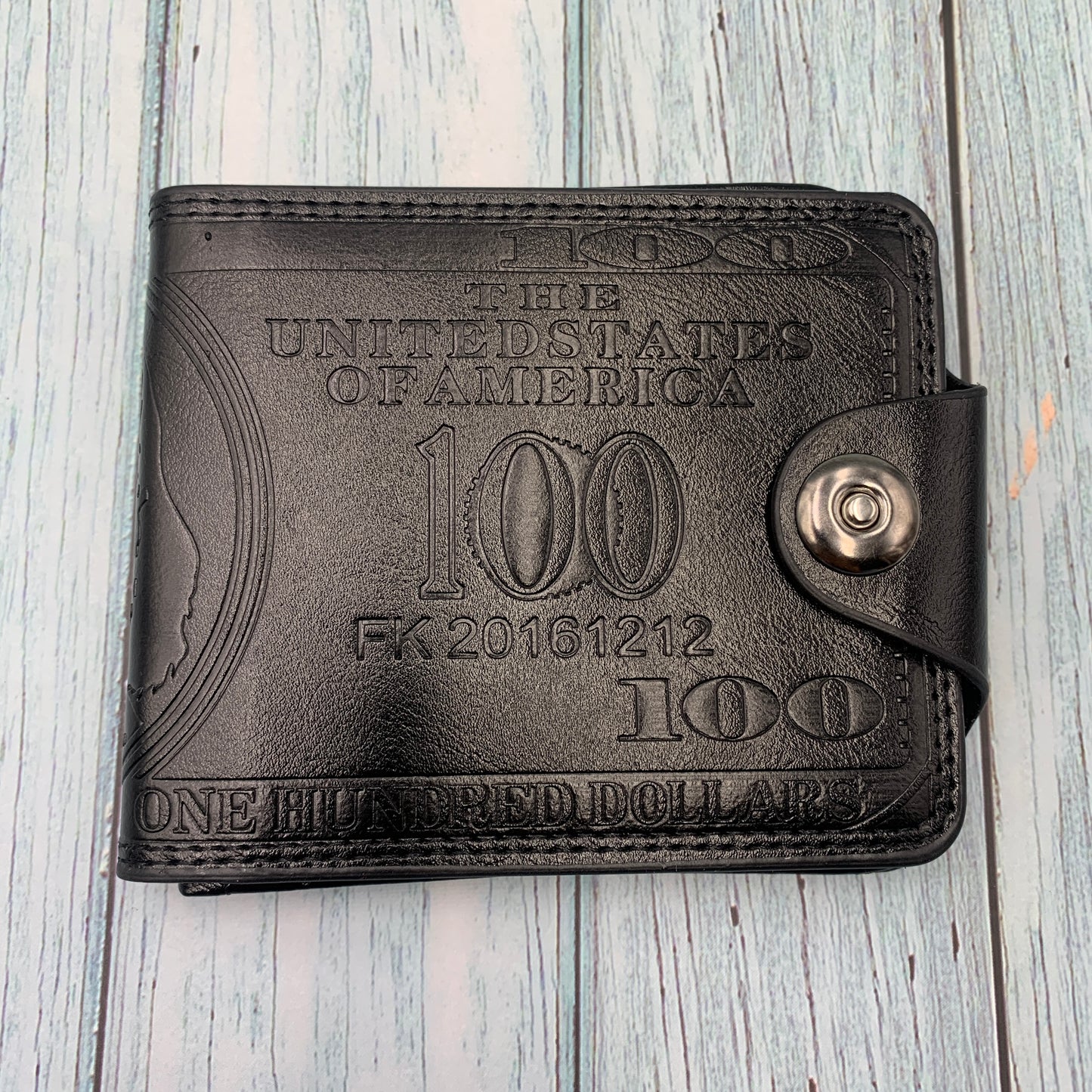Men's Leather Wallet Bifold Card Photo Holder Handbag US 100 Dollar Bill Purse Black