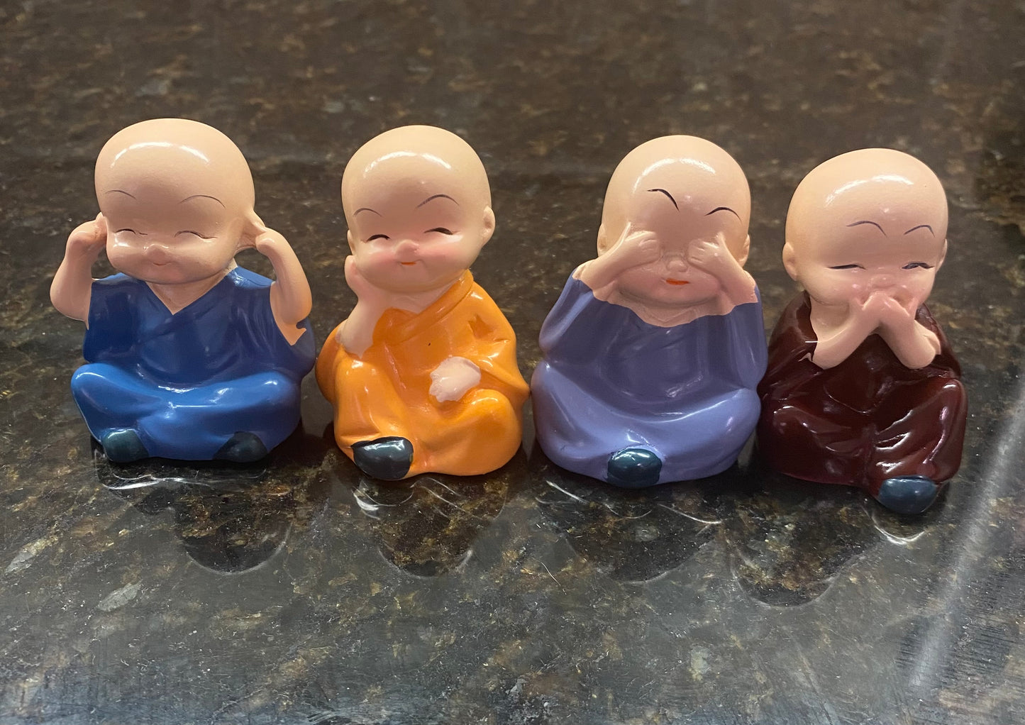 CUTIE Set of 4 Buddha Monk Statues Miniature Figurines