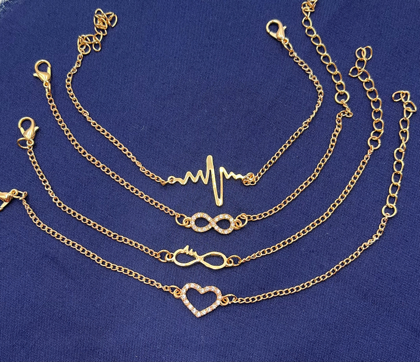 4-Piece Infinity Heart Bracelet Set β Stylish Layered Accessories for Women & Girls