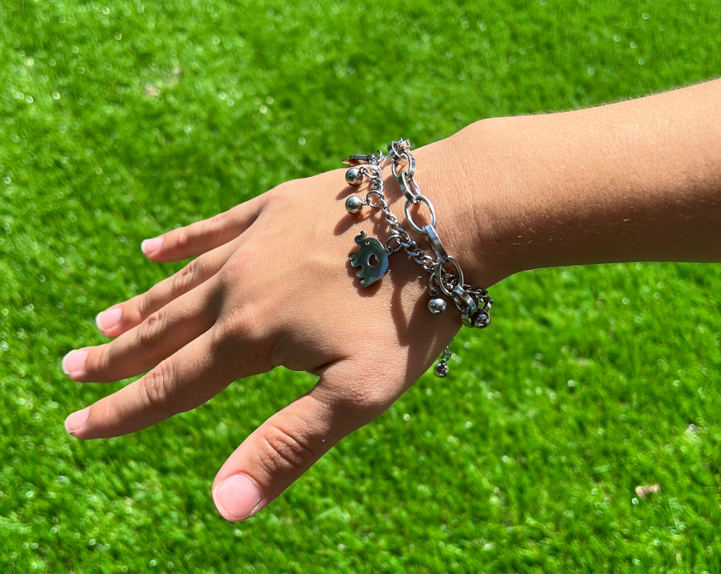 Korean simple stainless steel elephant pendant bracelet