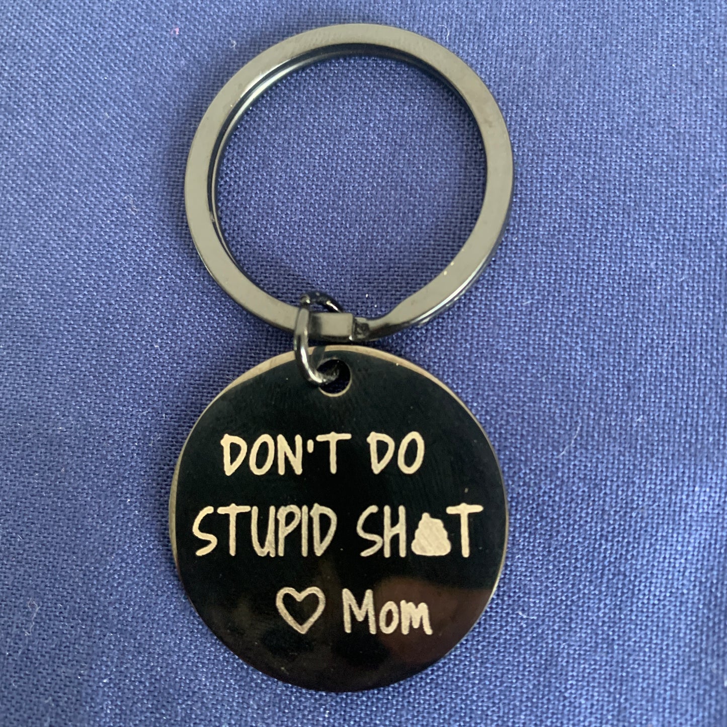 "Love, Mom" Engraved Stainless Steel Keychain – Funny Gift for Son or Daughter