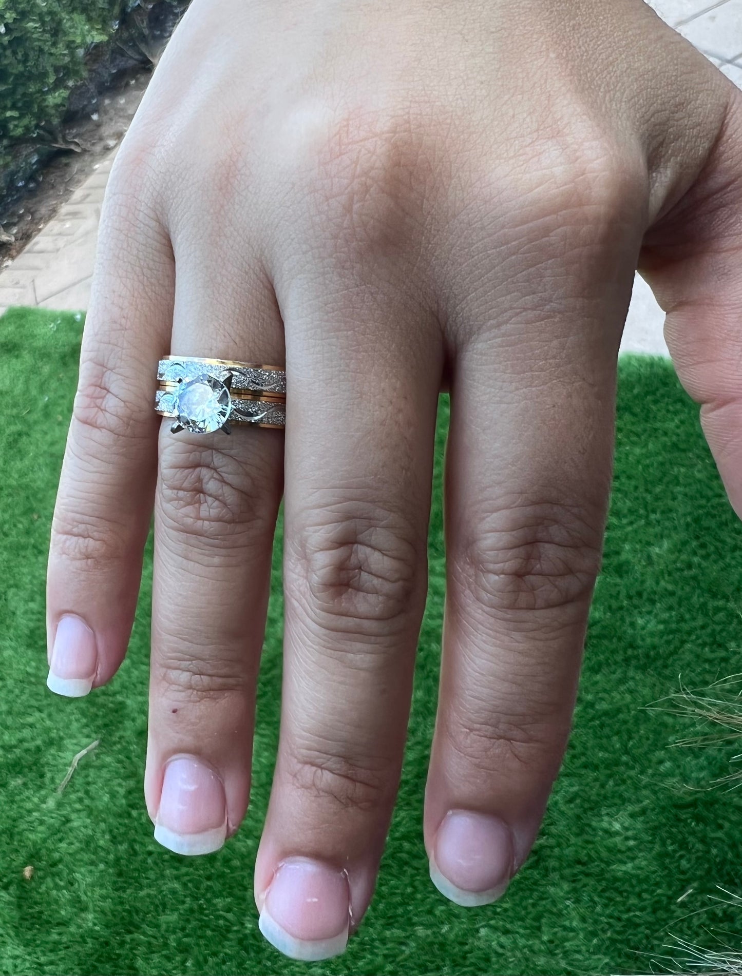 2-Piece Gold and Silver Rings – Size 7 Minimalist Stackable Jewelry for Women