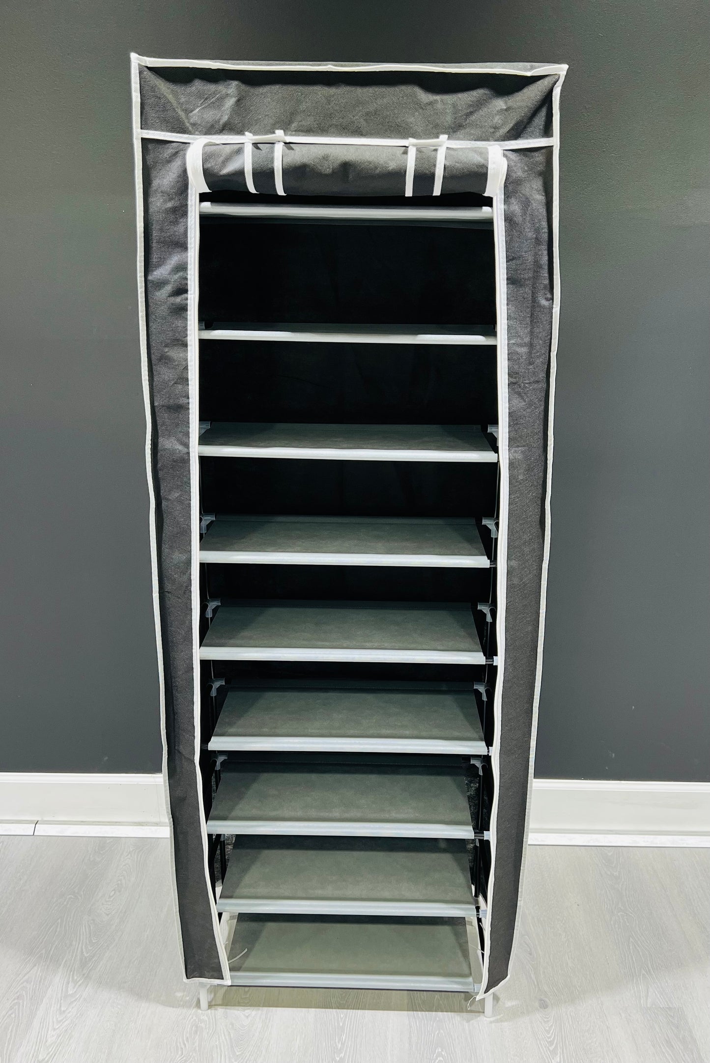 New 9 Tier Shoe Rack Shelf Standing Closet Cabinet Storage with Cover Black