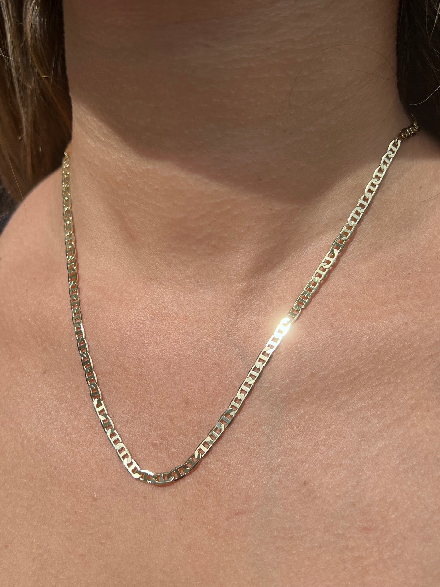 18k Gold Filled Diamond Cut Mariner Necklace 19.5” Long