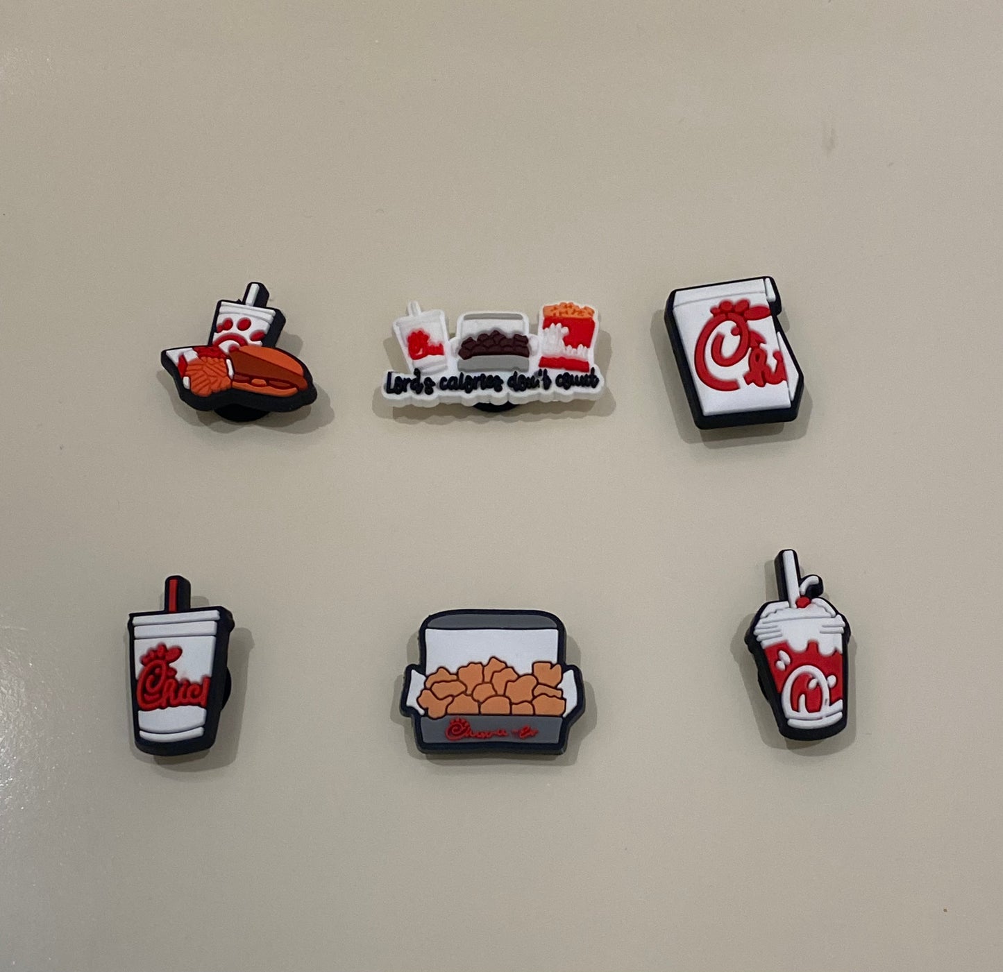 π Chick-fil-A Croc Jibbitz Set of 6 β Logo, Drink, Sauce, Nuggets & Fries Shoe Accessories