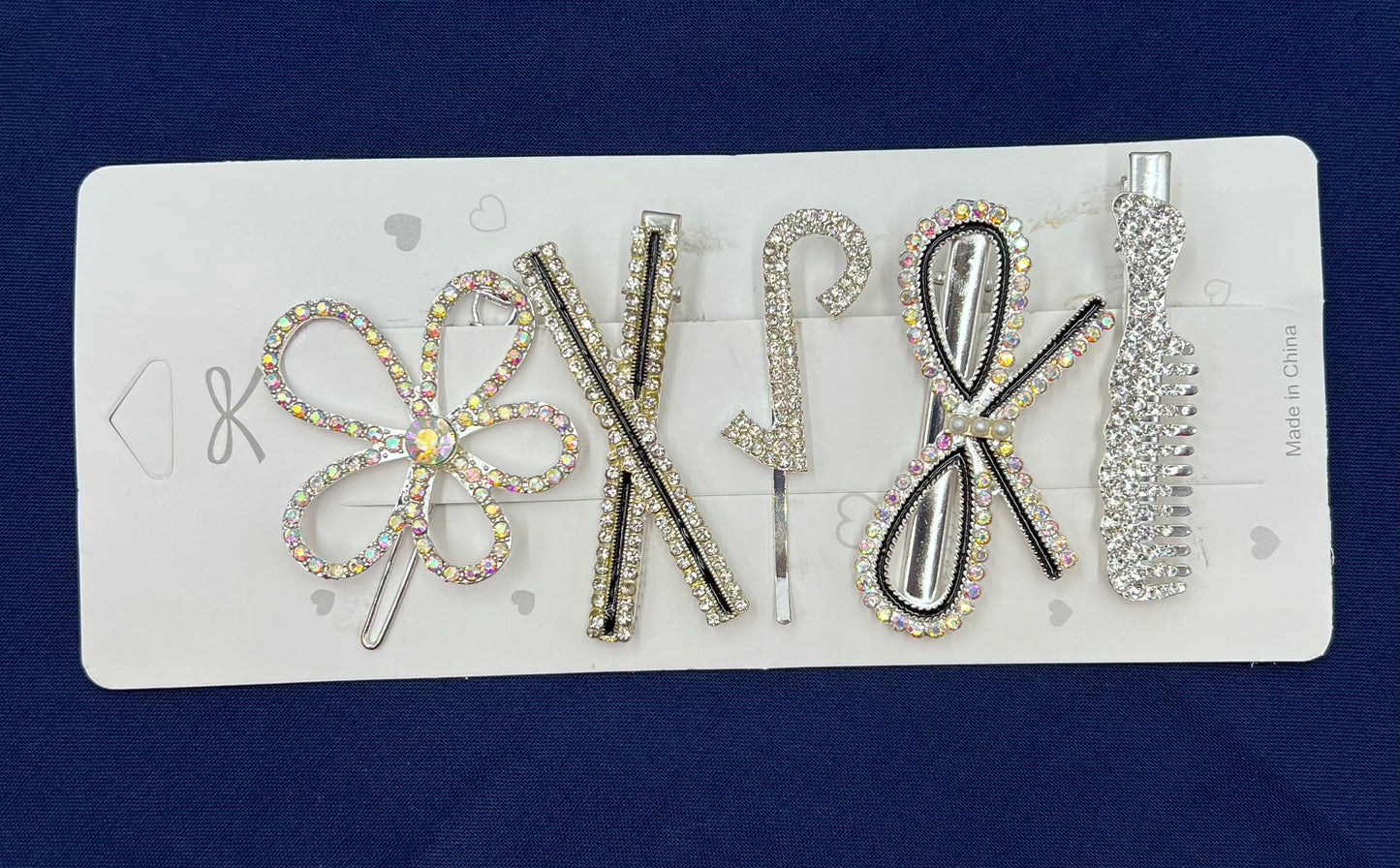 Feather Flower Pearl Hairpin Set β Metal Ribbon & Rhinestone Hair Clips for Women and Girls