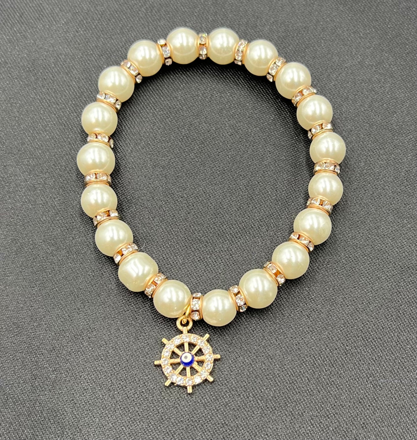 Anchor Pendant Pearl Bracelet – Alloy Chain with Elegant Charm