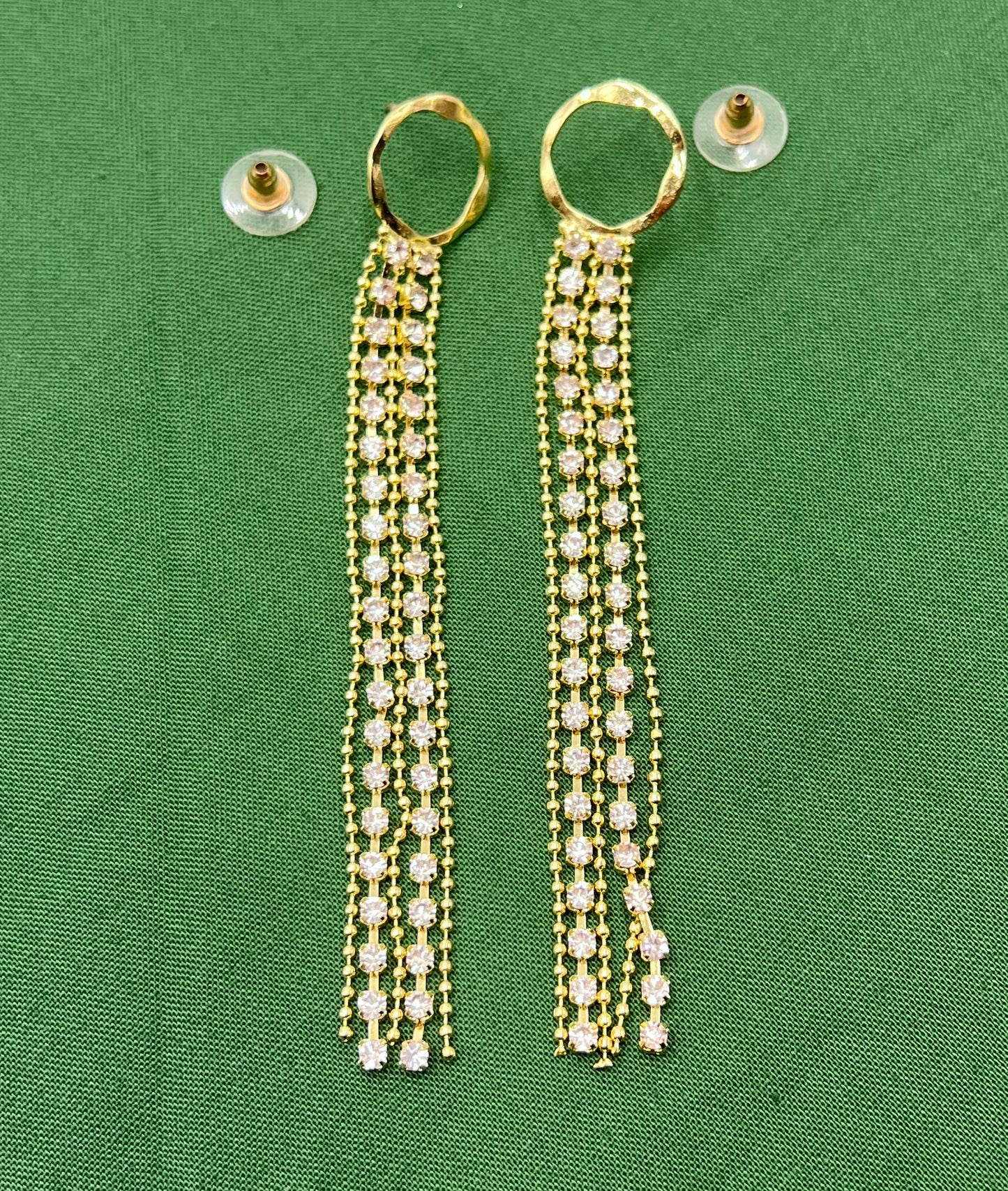 Fashion Geometric Tassel Zircon Drop Earrings for Women – Copper Statement Jewelry