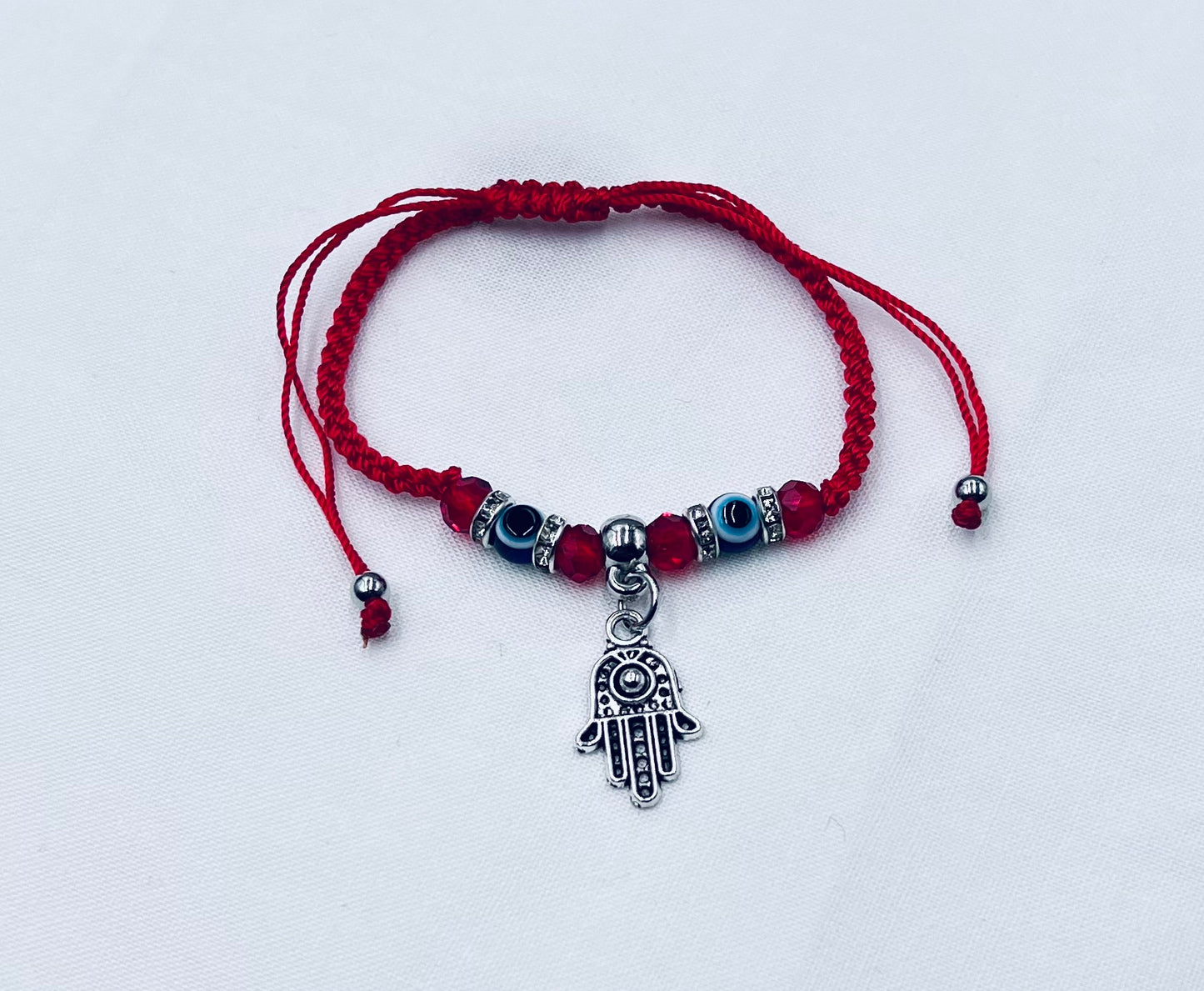 Hamsa Evil Eye Red Rope Bracelet – Lucky Protection Amulet | Adjustable String Bracelet for Men & Women