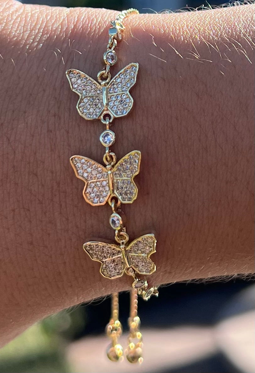 π¦ Korean Style Zircon Butterfly Bracelet β Geometric Titanium Steel Jewelry