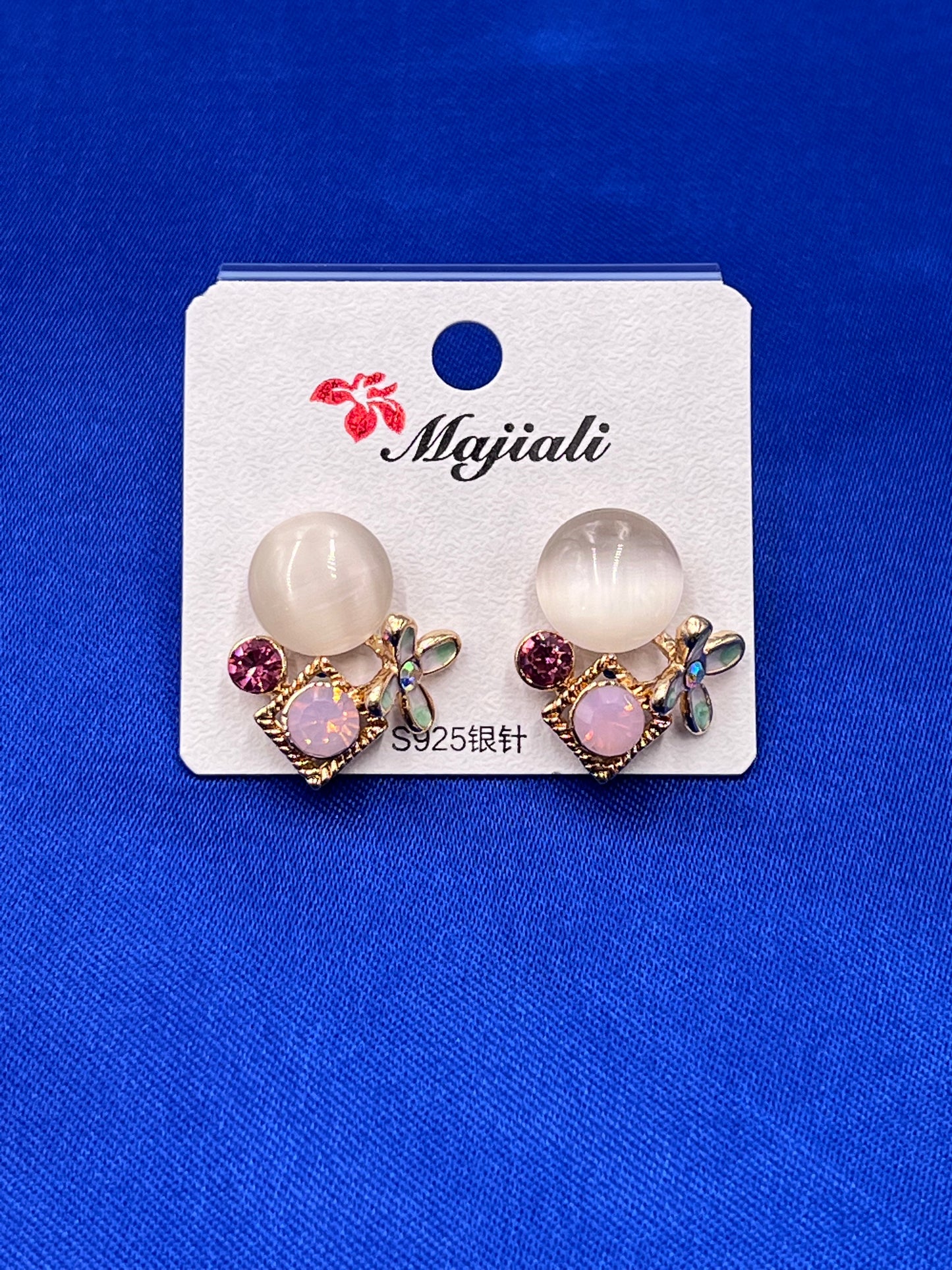 Gold Plated Zircon Stone Earings Contemporary Fancy Stud Earring For Women
