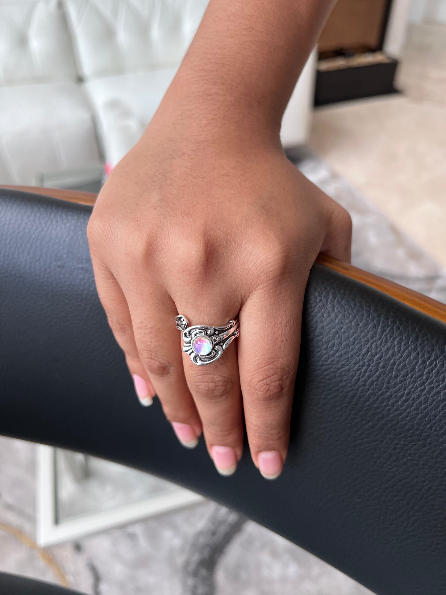 Gorgeous adjustable fire inspired silver spoon rings