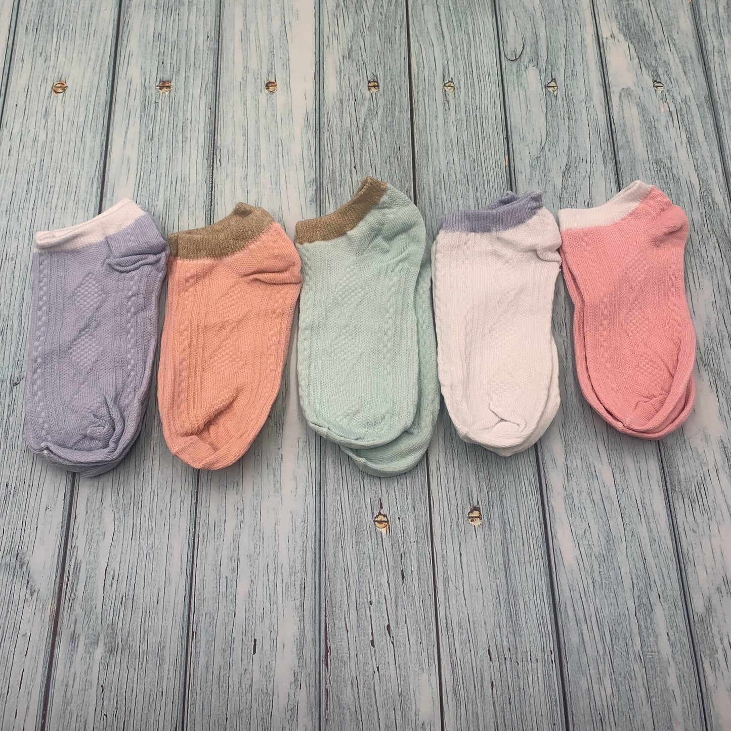 5 Pairs Soft Cotton Ankle Socks – Multicolor Everyday Set