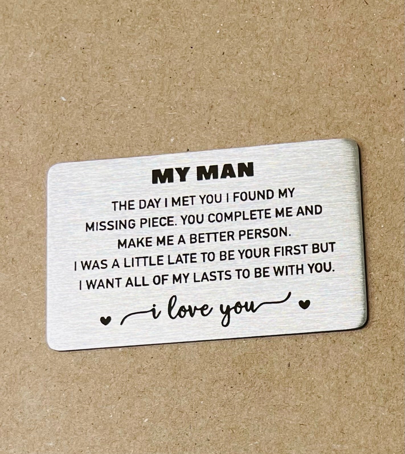 ♥ My Man Wallet Insert Card Anniversary Gifts, Love Note, Deployment Birthday Gift ♥