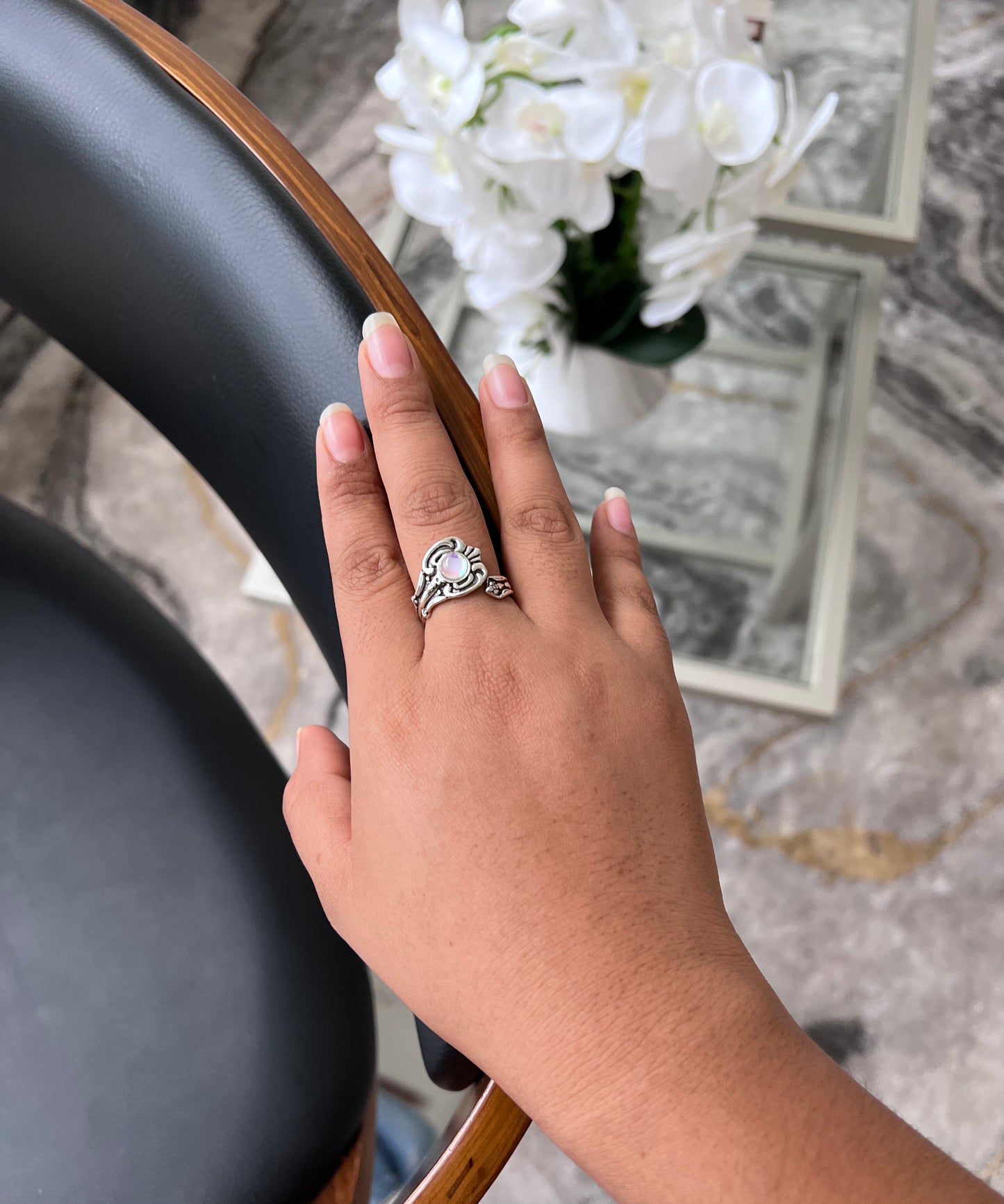 Gorgeous adjustable fire inspired silver spoon rings