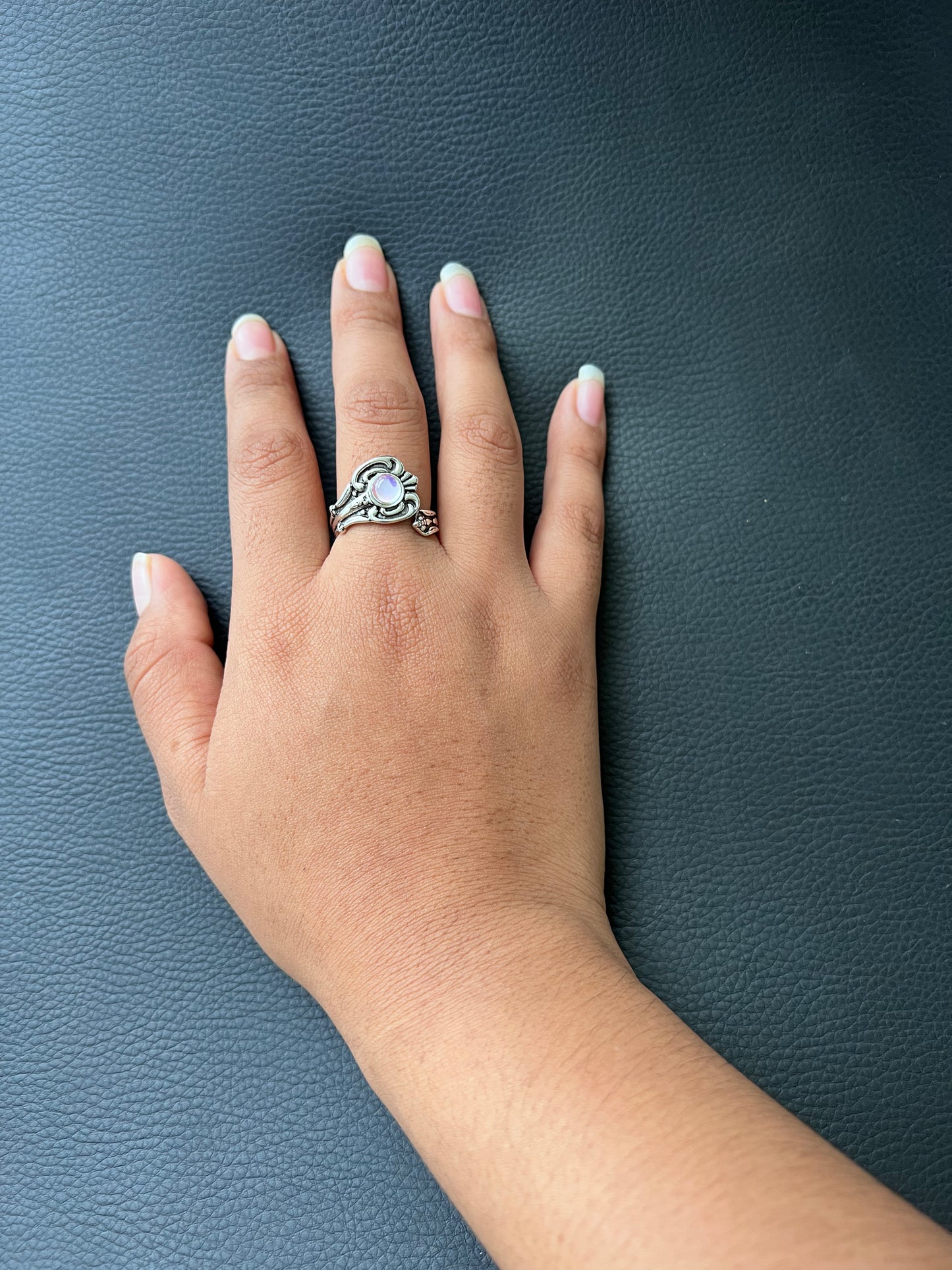 Gorgeous adjustable fire inspired silver spoon rings