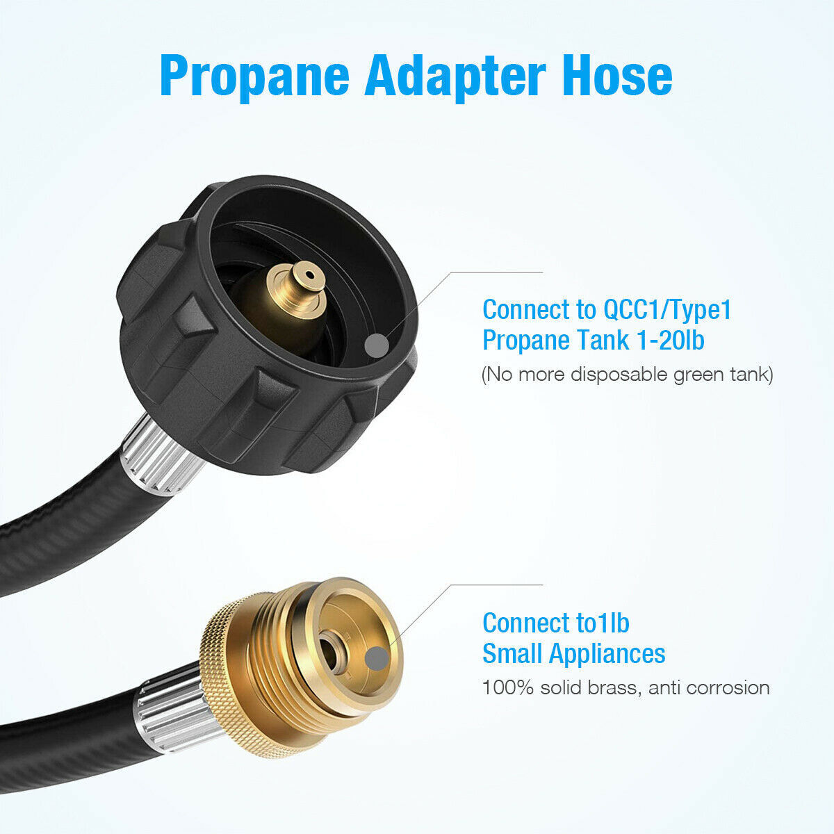 Propane Adapter Hose 4 Feet Cooking Converter Replacement Tank Grill Gas Connect