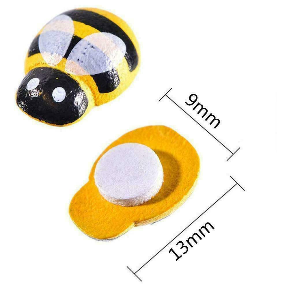 🐝 100Pcs Mini Self-Adhesive Wooden Bumble Bees – Cute Craft Embellishments & DIY Décor