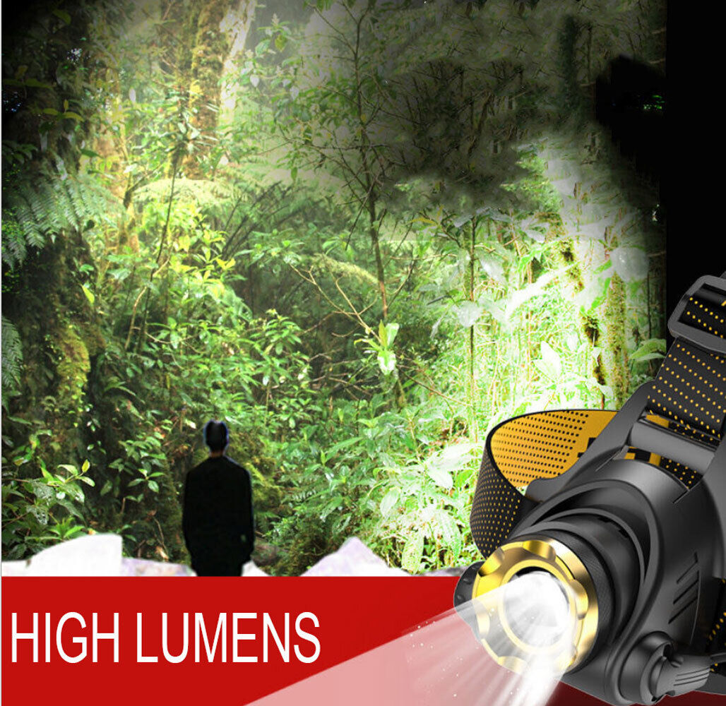 990000LM LED Headlamp Rechargeable Headlight Zoomable Head Torch Lamp Flashlight