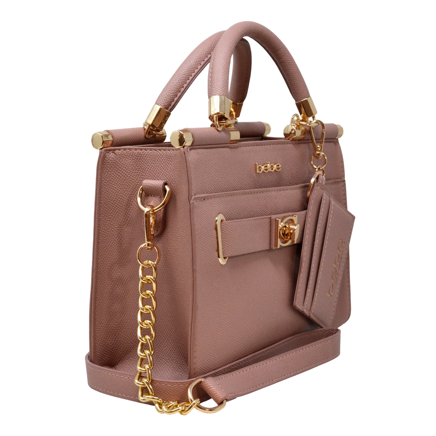 BEBE Alex quilted small satchel w/cc dusty rose