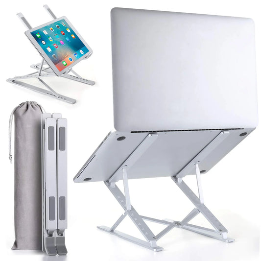 GJX Adjustable Laptop Stand for Desk | Lightweight Ergonomic Portable Laptop Stands | Foldable Aluminum Riser | MacBook Stand Pro Air or Any Devices up to 17.3"