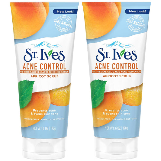 St. Ives Acne Control Face Scrub Apricot, Minimize Pores, Prevent Acne and Blemishes, With Salicylic Acid ,100% Natural Exfoliants, 6 oz