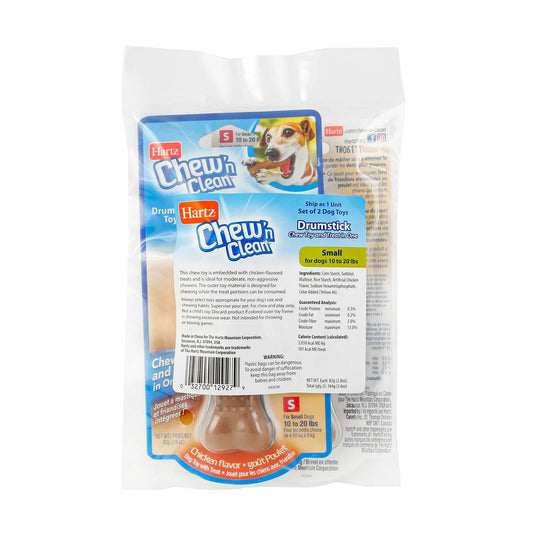 Hartz Chew 'N Clean Small Drumstick Dog Chew Toy, Chicken Flavored for Moderate Chewers