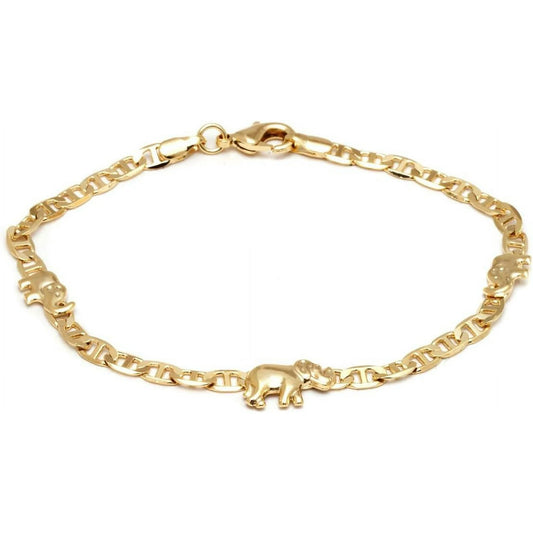18K Gold Filled Elephant Mariner Anklet – 10" Gold Plated Chain for Women
