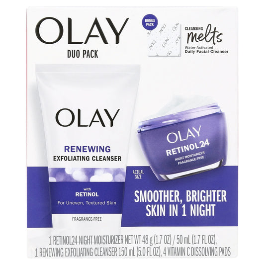 Olay Skin Care Beauty Retinol Duo Pack, Face Moisturizer & Face Wash, Smoothing and Anti-Aging, 1.7 oz