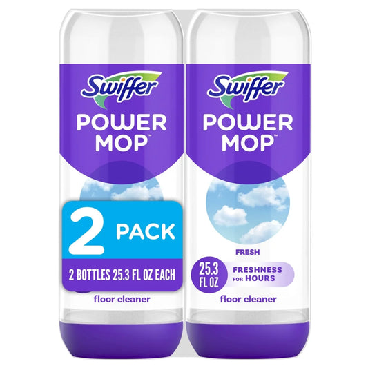 2 Pack Swiffer Power Mop Refill Solution, Tile, Vinyl, Laminate, Wood, Floor Cleaner, Fresh, 50.6oz