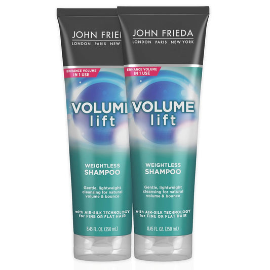 John Frieda Volume Lift Weightless Shampoo, Volumizing Shampoo with Air-Silk Technology for Fine or Flat Hair, Adds Natural Fullness, Safe for Color-Treated Hair, 8.45 Oz