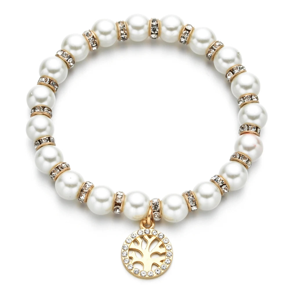 Tree of Life Pearl Bracelet – Adjustable Symbolic Jewelry for Women