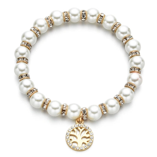 Tree of Life Pearl Bracelet – Adjustable Symbolic Jewelry for Women