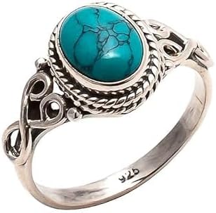 Heavy Turquoise Celtic Oval Ring 925 Sterling Silver Size 9