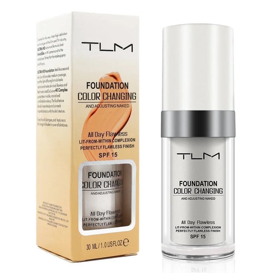 Color Changing Foundation by TLM, Liquid Foundation Makeup, All Day Flawless Age Defying, Hides Wrinkles & Lines, Sensitive Skin Safe, 1 Fl.Oz