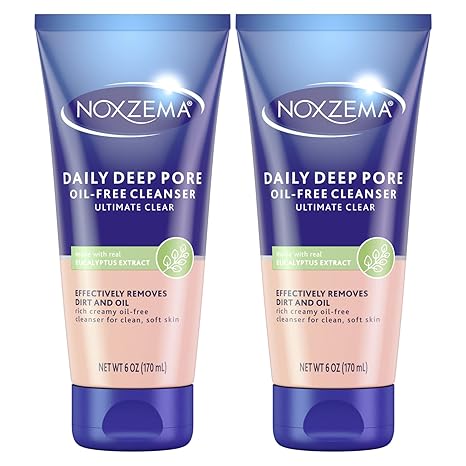 Noxzema Ultimate Clear Daily Deep Pore Oil-Free Cleanser for Soft, Smooth Skin Daily Face Wash for Women and Men, Facial Cleanser for Acne Prone Skin, 6 Oz (1 Piece)