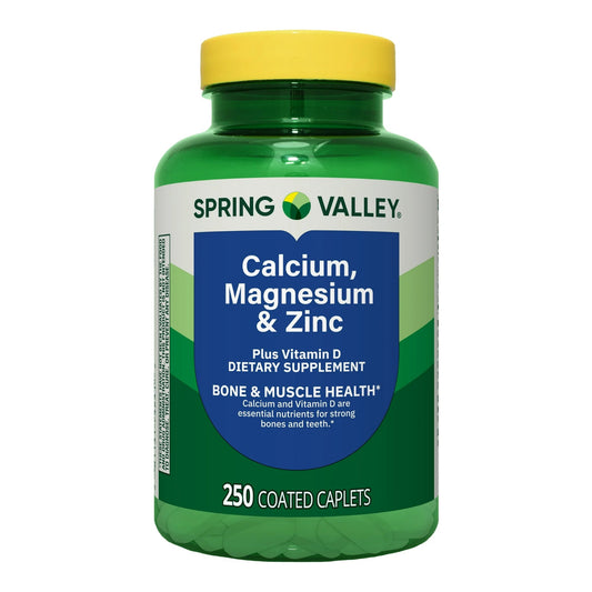 Spring Valley Calcium, Magnesium & Zinc Plus Vitamin D3 Coated Caplets, 250 Count