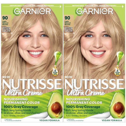 Garnier Hair Color Nutrisse Nourishing Creme, 90 Light Natural Blonde (Macadamia) Permanent Hair Dye