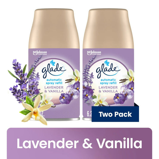 Glade Automatic Spray Refills, Air Freshener, Infused with Essential Oils, Lavender & Vanilla, 6.2 oz