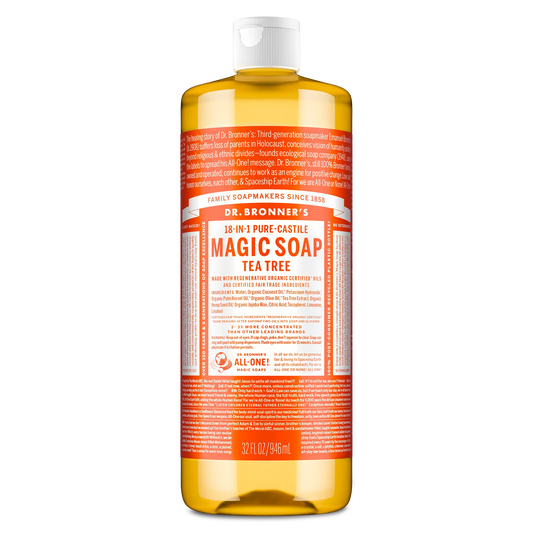 Dr. Bronner's Magic Soap - Tea Tree - Pure-Castile Liquid Soap - 32 oz – for face, body wash, hands