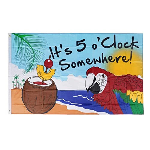 3x5 Summer Tiki Bar Flag – Five O’Clock Margaritaville Pool & Lake Banner