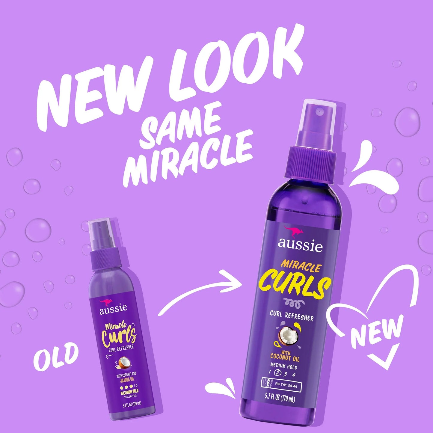 Aussie Miracle Curls Curl Refresher Spray Gel, Max Hold, for All Hair Types 5.7 fl oz
