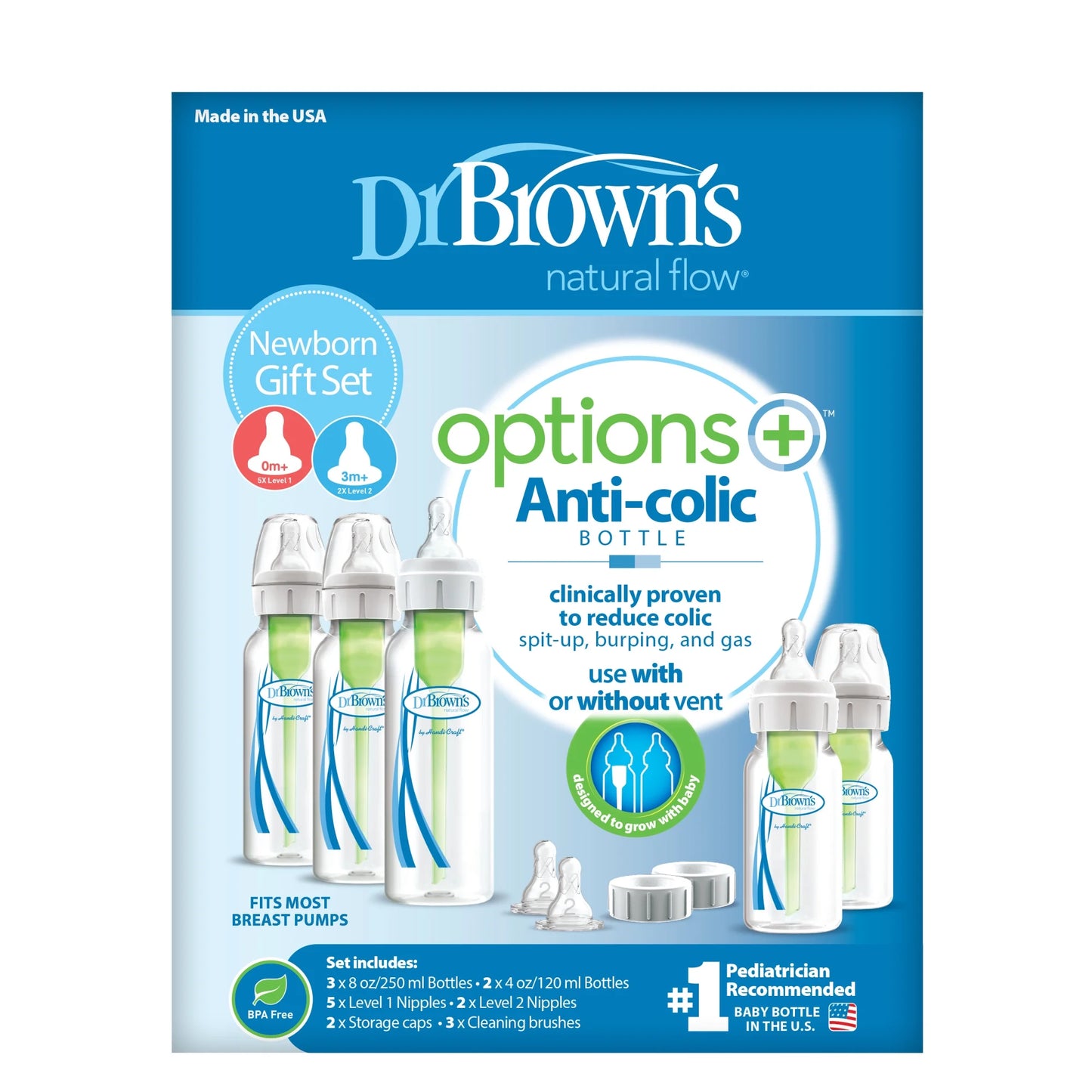 Dr. Brown’s Natural Flow Options+ Anti-colic Baby Bottles Newborn Feeding Set