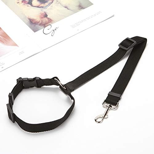 Dog Car Seat Belt Restraint – Adjustable Safety Harness Leash with Locking Clip, Black