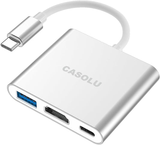 USB C to HDMI Adapter, 4K HDMI to USB-C Adapter with 60W PD & USB 3.0 Port Multiport Digital AV Converter