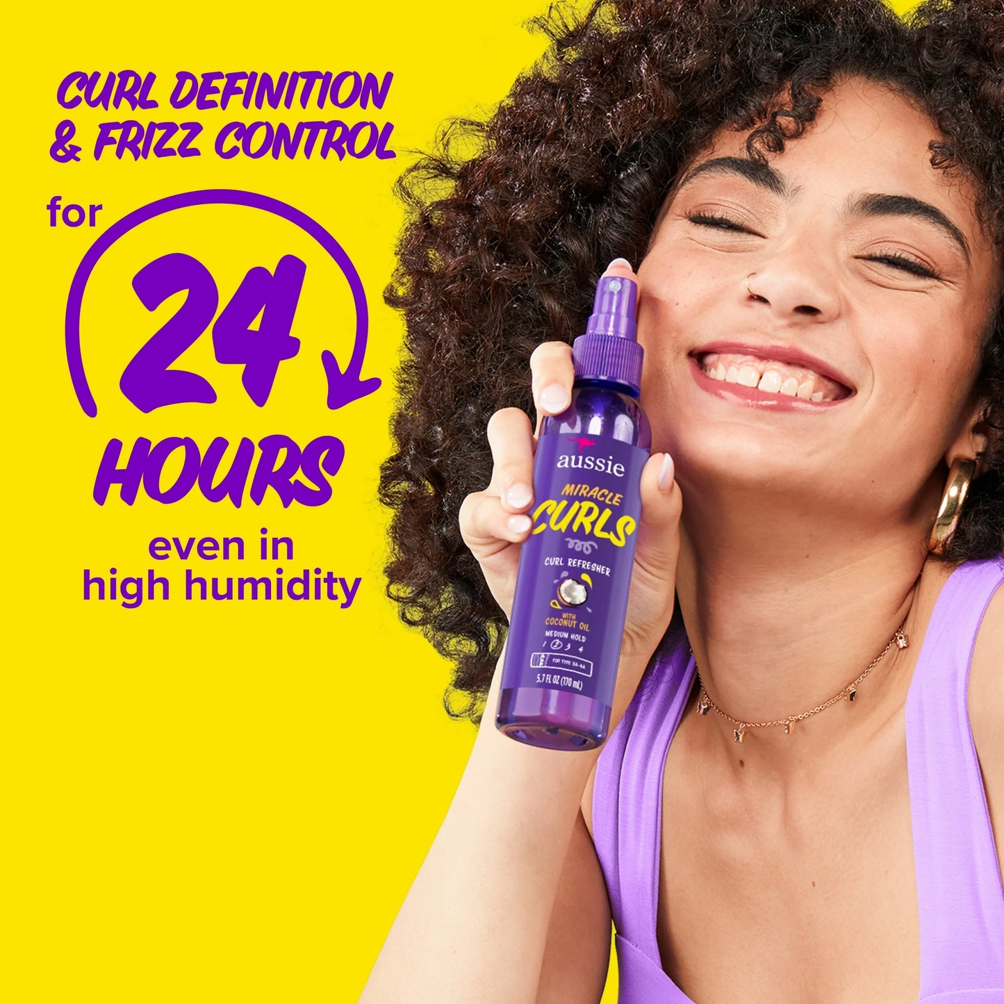Aussie Miracle Curls Curl Refresher Spray Gel, Max Hold, for All Hair Types 5.7 fl oz