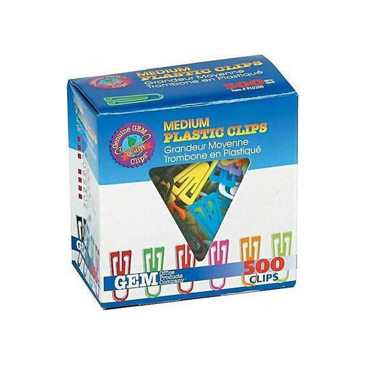 Medium Plastic Clips, 1", Assorted, 500/BX