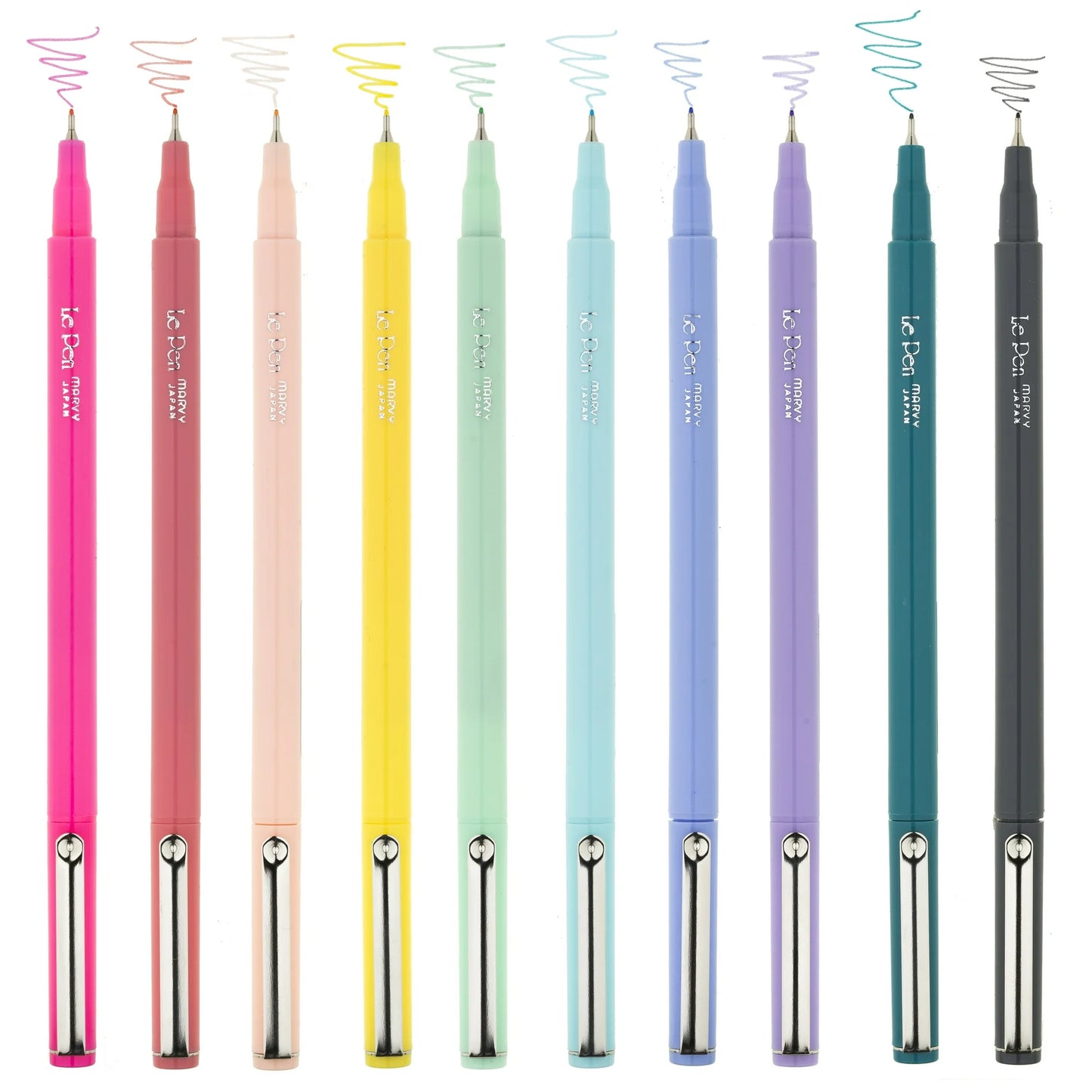 Marvy, Uchida, Le Pen, LePen, Felt Tip Pens, Pastel Color, Medium Point, .3mm,10 Count